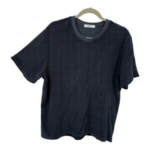 Perfect White Tee Eve Loop Terry Top Women Medium Blue Crewneck Short Sleeve